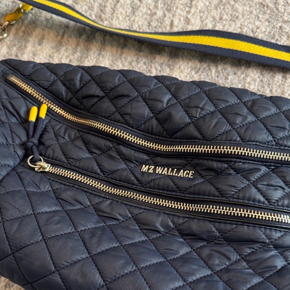 MZ Wallace Navy Quilted Crossbody Bag with Yellow Accents - Picture 2 of 12